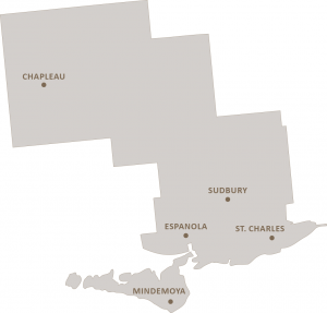 Map of the Sudbury & District Health Unit service area