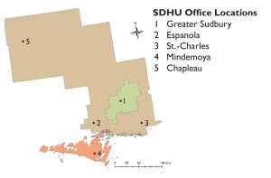 Map of the Sudbury & District Health Unit service area