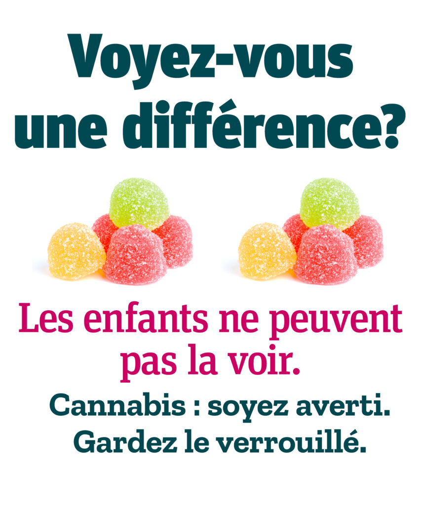 Voyez-vous une différence? Les enfants ne peuvent pas la voir. Cannabis : soyez averti. Gardez le verrouillé.